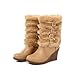Charm Foot Fashion Faux-fur Womens Platform Wedge Heel High Top Snow Boots