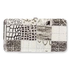 Liquid Silver and Gray Patchwork Crocodile Pattern Hard Case Wallet