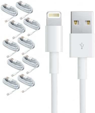 Dvacii® 10x 3ft/ 1M White Lighting iPhone 5 / 5S / 5C High Qquality Lightning USB Sync Cable Cord Charger for Apple iPhone 5 / 5S / 5C, iPod Nano 7, iPod Touch 5, Ipad 4, iPad with Retina Display and the iPad Mini