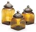 Kitchen & Housewares : Set of 3 Amber Glass Canisters For Food Storage And Kitchen Decor