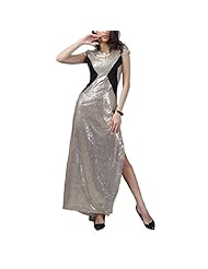 Slit Sequined Polyester Cocktail Floor Length Short Sleeves Evening Dress/Homecoming Dress/Prom Dress/Party Dress/Maxi Dress 