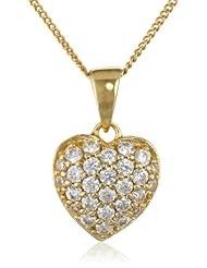 Sterling Silver Swarovski Cubic Zirconia Pave Heart Pendant Necklace, 18"