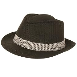 New Vented Braid Toyo Trilby Fedora Crushable Hat W Band Black