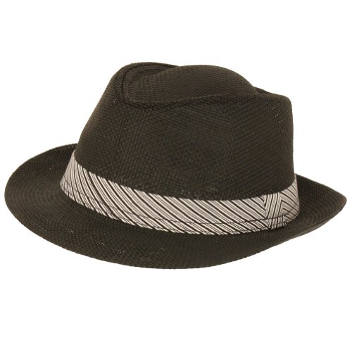 New Vented Braid Toyo Trilby Fedora Crushable Hat W Band Black Xl