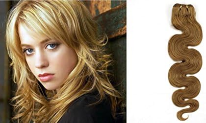 HairQueen 100% Virgin Peruvian Body Wave Human Hair Weave Extension 5A 22inch,blond miel fonce(#16) 100g