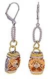 Two-Tone Sterling Silver Champagne CZ Earrings