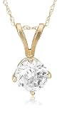10k Yellow Gold Round Diamond Solitaire Pendant (1 ct, J-K Color, I2-I3 Clarity)