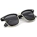 zeroUV - Premium Half Frame Horn Rimmed Sunglasses with Metal Rivets
