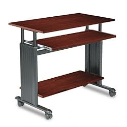 Safco Adjustable Height Workstation - Rectangle - 34" - Steel, Wood - Cherry, Black Frame