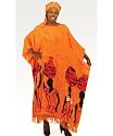 Woman Carrying a Water Pot Caftan Kaftan with Matching Headwrap - Available in Blue, or Orange