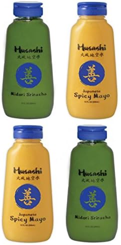 Musashi Bundle: Japanese Spicy Mayo [12 oz] + Midori Green Chili Sriracha [12 oz] (Pack of 4)