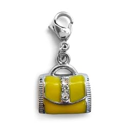 Charms Anh�nger Tasche gelb f�r Bettelarmband Bettelkette Charm - Edelstahl