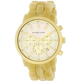 MICHAEL Michael Kors Watch, Women's Chronograph Stainless Steel and Horn Acrylic Bracelet MK5217
