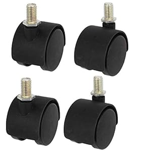 Plastic Swivel Caster 10mm Screw Stem 1.5-inch Dia Wheel 4 Pcs Black