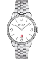 Bulova 96R183 Ladies Diamonds Stainless Steel Case and Bracelet white Dial Watch