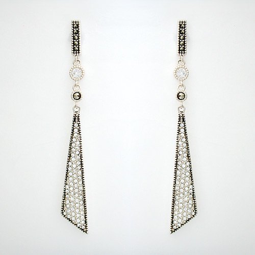Judith Jack Contemporary CZ Drop Earrings