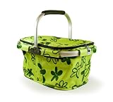 Juss-Luv StackNStow picnic hamper / basket bag - Green Flower