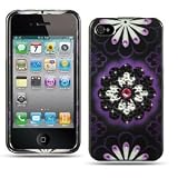 Spot Diamond Rhinestone Purple White Flower on Black Design Snap-On Protector Hard Cover Case Compatible for Apple Iphone 4 (AT&T, VERIZON) Reviews