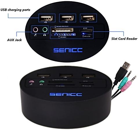 SEEBOY SENICC SQ2001 Multifunctional 9 in 1 Hub With USB Extender/Splitter Headset/Microphone Jack and 4 Slot Card Reader and USB(Support Type-C) Charging Ports for Mobile PC Devices