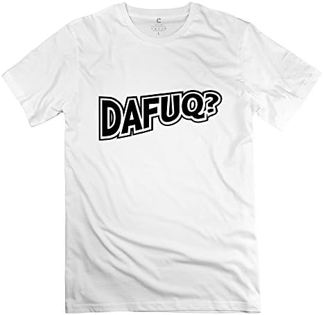 Langya Men's DAFUQ Cotton T Shirt,S,White