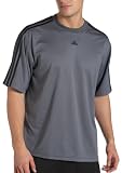 adidas Men's 3-Stripes Short Sleeve Top, Lead/Black, Medium