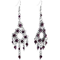 Purple Perennial Floral Chandelier Earrings