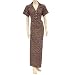 Adi Designs Brown Collar Neck Dress with White Branches Pattern