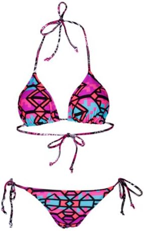 Women's Fashion Printed Halter Triangle Swimsuit Bikini Set Floral S