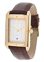 Lip - 1025832 - Montre Homme Dor&eacute;e - Quartz Analogique - Cadran Blanc - Dateur - Bracelet Cuir Marron