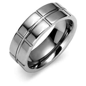 Unique Notched 8mm Comfort Fit Mens Tungsten Carbide Wedding Band Ring Size 11 Free Shipping