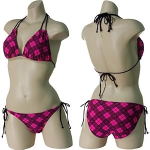 Buy KALI GIRLZ Plaid Skull String Brazilian Bikini (Hot Pink Black) by KALI GIRLZ