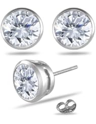 1/4 (0.21-0.27) Cts of 4.1 mm SI1 Round Diamond Stud Earrings in 18K White Gold