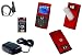 ACCESSORIES COMBO KIT - RED RUBBERIZED COVER CASE + CAR CHARGER + HOME WALL CHARGER + ANTENNA BOOSTER for SAMSUNG i607 BLACKJACK