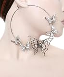 Fashion Silver Hoop with Butterflies Earring