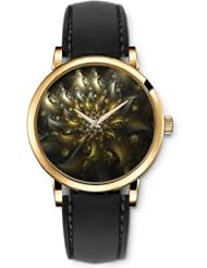 SPRAWL Aanalog Fashion Series Gold Ladies Watches of Genuine Black Leather Strap,Unique Wrist Watch for Women Girls Designed with golden Flower
