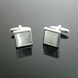 カフス専門店 CUFF パールホワイトキャッツアイ シンプルカフス(カフスボタン)n00411