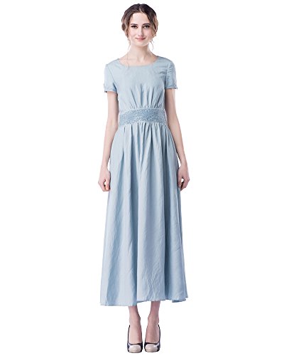 (ボーフィズ)bofeifs 夏 レディース Aライン 着痩せ 刺繍 ビジュー 透け感 フレア スカート ウエストゴム ワンピース通勤ゆったり 美脚 結婚式 ワンピース 大きいサイズ マタニティワンピース リゾートワンピース [並行輸入品]