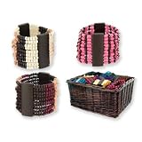Multi Strand Wood Beaded Wide Bracelet