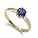 9ct Yellow Gold Created Ceylon Sapphire Solitaire Ring - Size O