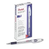 RSVP Ballpt Pen,Stk,FinePt,0.7mm,Rbbr Grp,Rflbl Oil-Based Violet Ink,Clr Brl,Clp PENBK90V