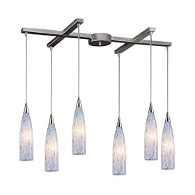 Lungo - 6 Light Kitchen Island Pendant Track Lighting Fixture - Brushed Nickel - White... by Elk