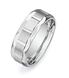 14k White Gold Custom Made 75 Mm Comfort Fit Wedding Band W Brushed Satin Rectangular Pattern Size L