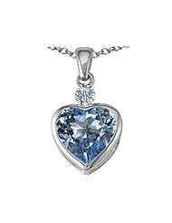 Original Star K (tm) 10mm Heart Shape Simulated Aquamarine Heart Pendant in 925 Sterling Silver
