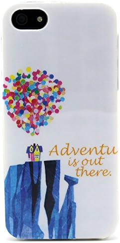 Baijiashun Soft Flexible TPU Rubber Snap-on Case Cover For iPhone 5 5S ,Fashion Style Colorful Painted Hybrid Fancy Pattern Back Cover For Apple iPhone 5 5S with Stylus Pen(Adventu is out there Pattern)