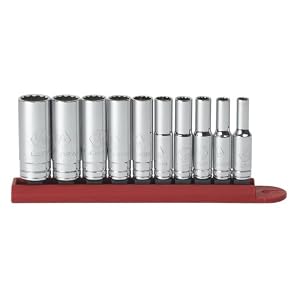 GearWrench 80309 10-Piece 1 4 Dr. 12-Point Deep SAE Socket Set by GearWrench