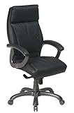 Office Star Quick Assembly High-Back Executive Leather Chair, Black and Tit ....