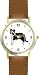 Border Collie Dog - WATCHBUDDY&reg; DELUXE TWO-TONE THEME WATCH - Arabic Numbers - Brown Leather Strap-Size-Large ( Men's Size or Jumbo Women's Size )