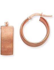 8mm, 14K Rose Gold Satin Round Hoop Earrings, 15mm (9/16")