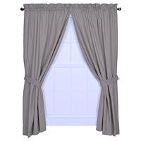 Logan Solid Color 68-Inch by 54-Inch Tailored Panel Pair Curtains with Tiebacks, Linen