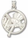 New York Yankees Solid Sterling Silver 7/8 ''YANKEES'' Bat Logo Pierced Baseball Pendant